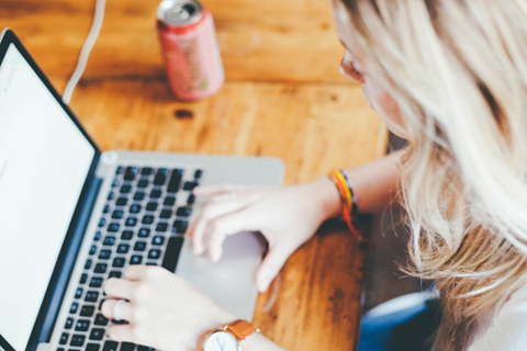 Girl working on a laptop